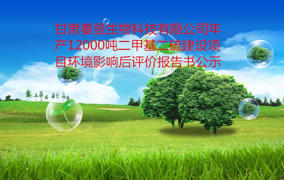 甘肅秦昱生(shēng)物(wù)科技有限公司年産12000噸二甲基二硫建設項目環境影響後評價報告書(shū)公示