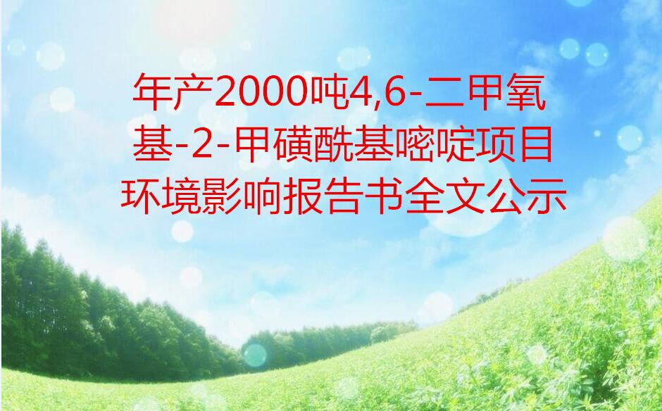 年産2000噸4,6-二甲氧基-2-甲磺酰基嘧啶項目  環境影響報告書(shū)全文公示